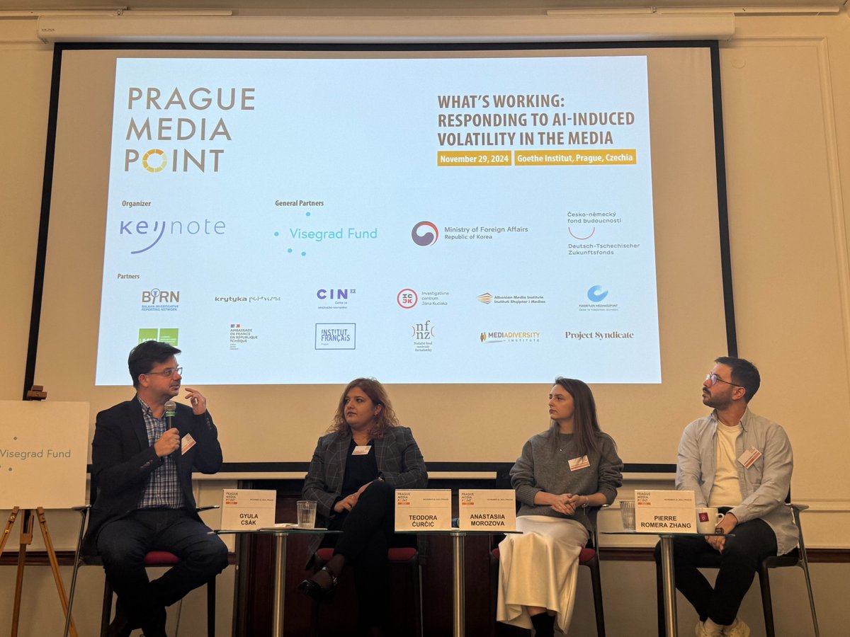 Fundacja Reporterów (@freporterow) on Twitter photo 🗣 Nasza researcherka i dziennikarka <a href="/nst_morozova/">Anastasiia Morozova</a> bierze udział w konferencji Prague Media Point poświęconej wykorzystywaniu AI w dziennikarstwie. Anastasiia podczas swojego panelu opowiada o tym, jak w sama korzysta ze sztucznej inteligencji. 🗣 Nasza researcherka i dziennikarka <a href="/nst_morozova/">Anastasiia Morozova</a> bierze udział w konferencji Prague Media Point poświęconej wykorzystywaniu AI w dziennikarstwie. Anastasiia podczas swojego panelu opowiada o tym, jak w sama korzysta ze sztucznej inteligencji.