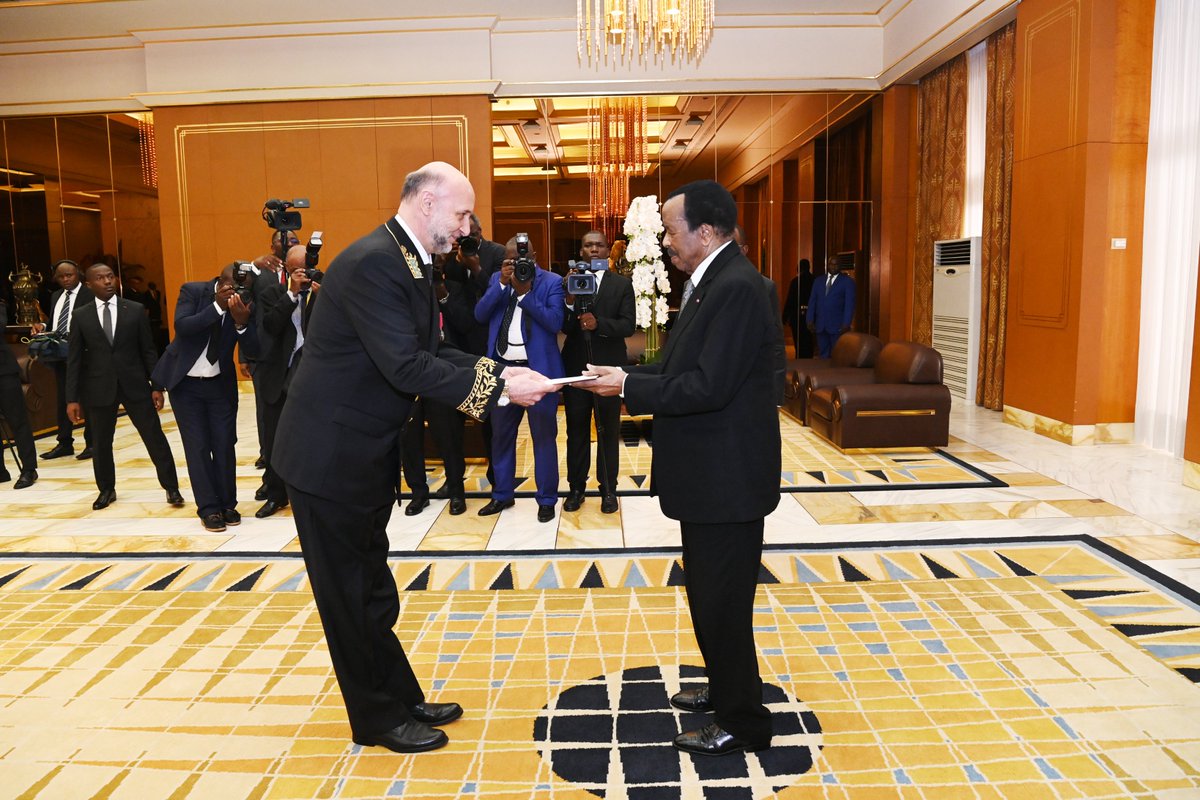 PR_Paul_BIYA's tweet photo. Today, I received letters of credence from Russia, Israel, Belgium, India, Switzerland, Côte d’Ivoire, Saudi Arabia and Gabon.
#PaulBiya
#Cameroon https://t.co/CTJ6pQY83r