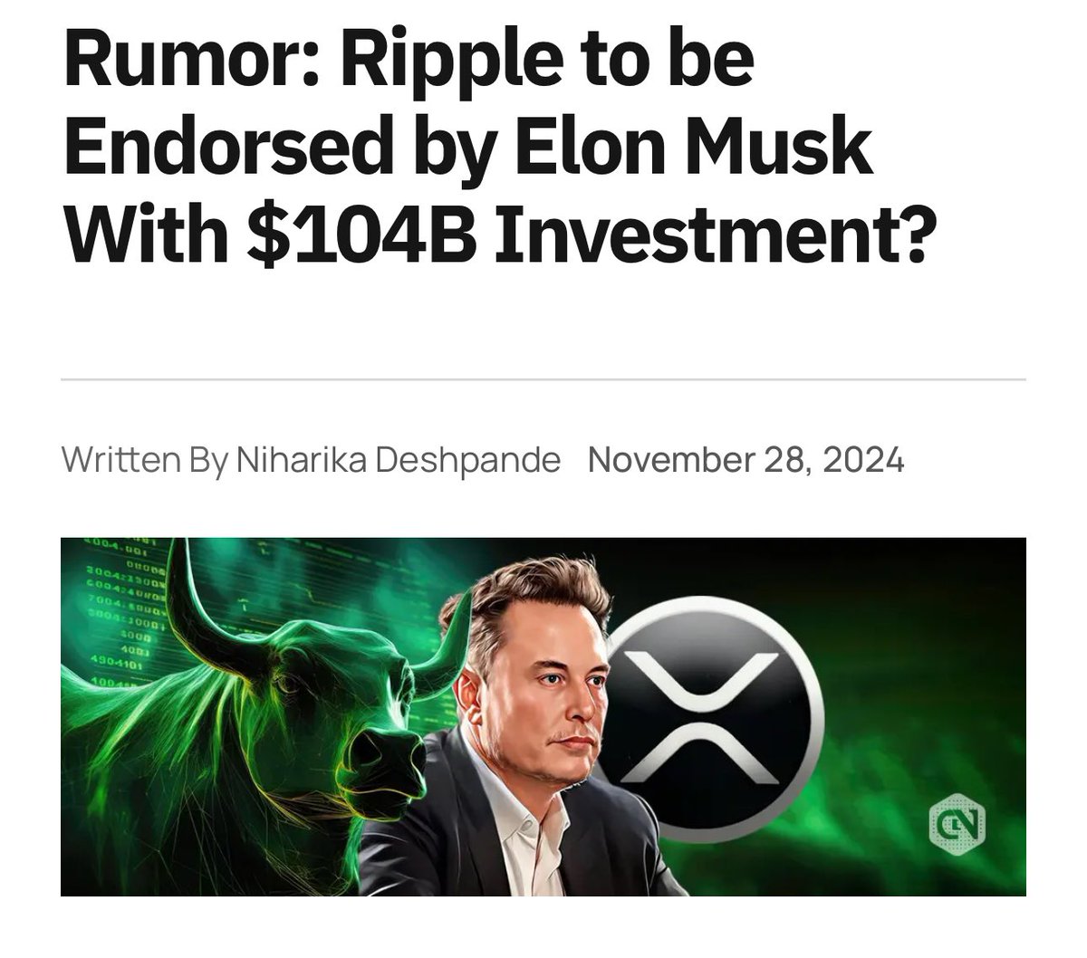 🚨BREAKING: RIPPLE CEO AND ELON MUSK ENTER $104 BILLION INTO #XRP!!