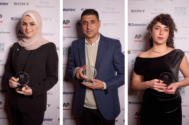 Congratulations to all the Winners of this year's #RoryPeckAwards. 👏👏

🏆Belal al-Sabbagh &amp; Yousseff Hassoun
🏆<a href="/vanessa_bowles/">vanessa_bowles</a> &amp; Jaber Badwan 
🏆Ibrahim Al Otla 
🏆<a href="/aselmousa/">Aseel Mousa</a> 

For the first time ever, the winning entries across all four Awards categories focus on a single
