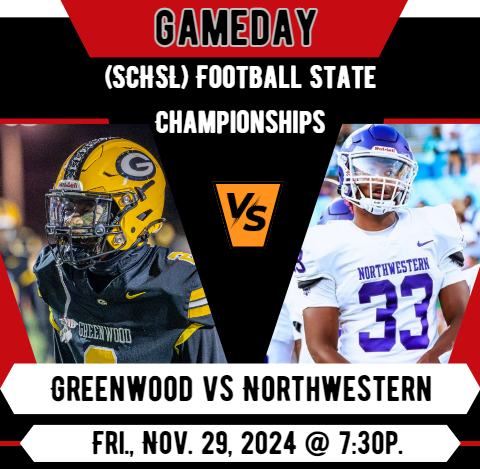 SCHSL) - Class AAAAA Football: Division

<a href="/NHSTrojansFB/">Trojan Football</a>  vs <a href="/ghs_football24/">Greenwood Eagles Football</a> 

📺Livestreams: bit.ly/3zzO6Hw
⏰ Friday,29| @ 7:30p.

<a href="/GwdHighEagles/">Greenwood Eagles</a> <a href="/VloneKam09/">Kamerin McFadden</a> <a href="/NHSTrojansFB/">Trojan Football</a> <a href="/NHS_Trojans/">Northwestern HS</a> <a href="/NHSTrojans/">NHS Athletics</a> <a href="/3x5/">megañ 🔪</a> <a href="/JPutnam1991/">J Put</a> <a href="/JShugs76/">Shug 🤙🏻</a> <a href="/NHSCoachWofford/">𝘾𝙤𝙖𝙘𝙝 𝙒𝙤𝙛𝙛𝙤𝙧𝙙</a> <a href="/ctuck22/">Chet Tucker</a> <a href="/RyHunt3/">Ryan Hunt</a>