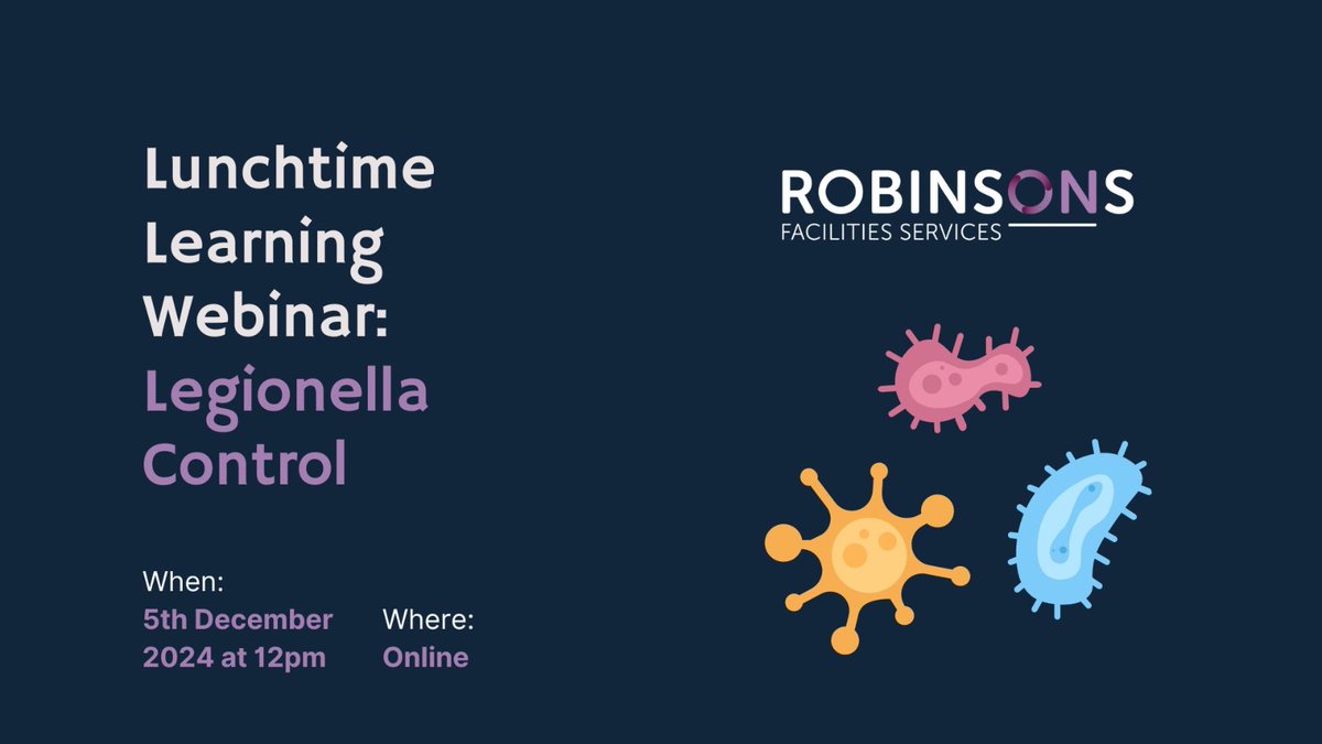 Robinsons_FS's tweet photo. Want to learn critical strategies for managing Legionella risks in your properties? Join our Lunchtime Learning Webinar on Legionella control. 

Reserve your spot before December 5th by clicking this link:
https://t.co/gtLl9OOiam

#registernow #livewebinar #robinsonsfs https://t.co/cZAorimxeX