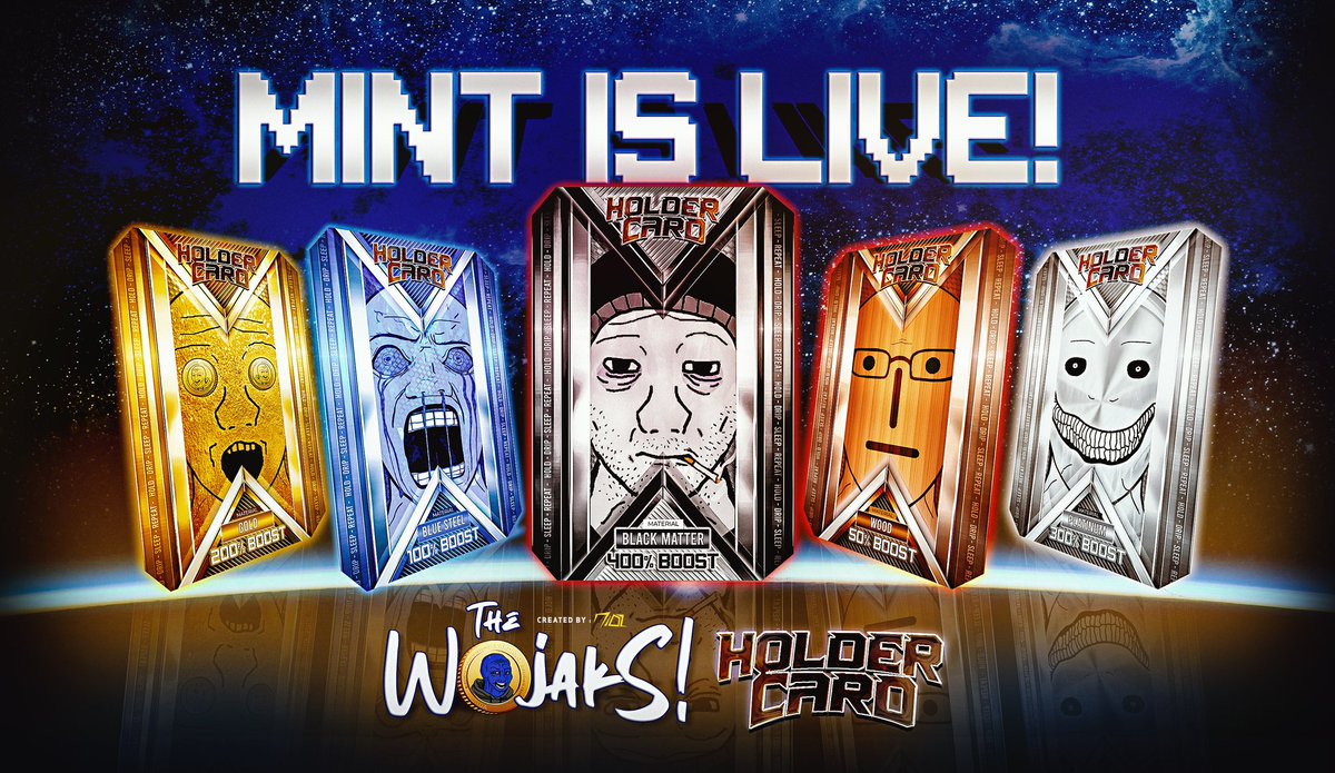 Zapping⚡️ all new Holder card mintfunds into the $Wojakblue liquidity pool from now untill december 5th 7 pm utc🔥

Every holder card minted will also be a ticket for a 50k $Snek raffle.

Every 10th card minted will add a new prize to the raffle🔥

You can mint your cards in the