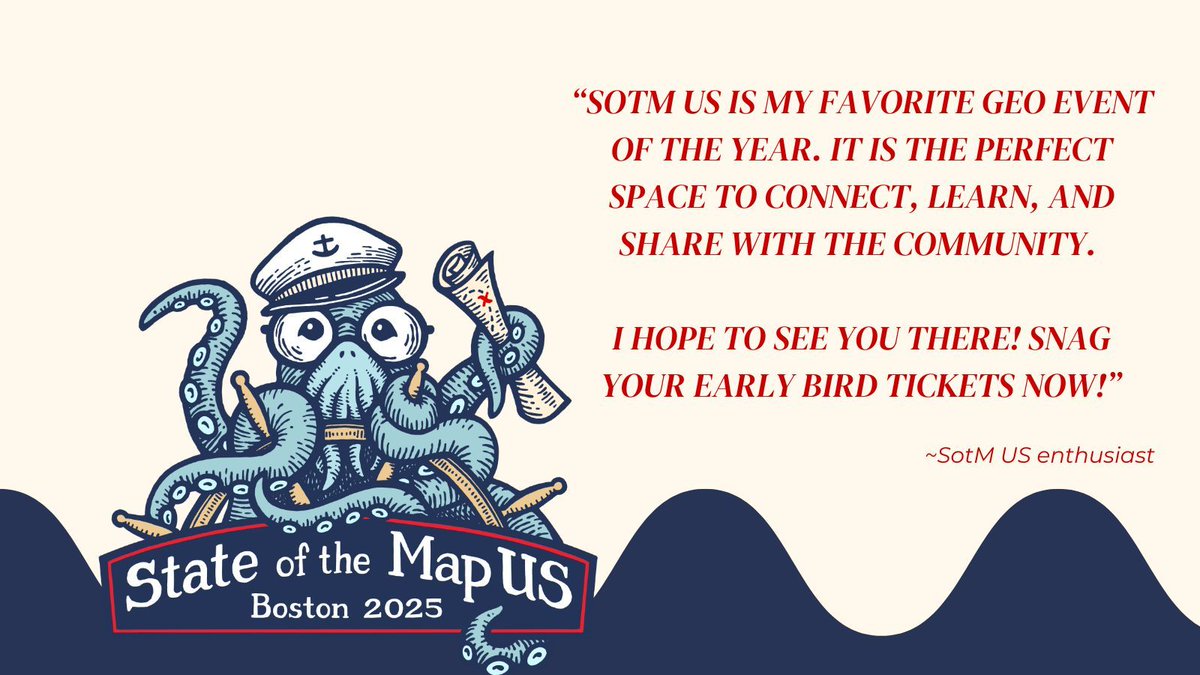 Snag your early bird tickets for #SOTMUS2025! And don't just take our word for it! 

🔗 openstreetmap.us/events/state-o… 

#FeelGoodFriday #StateoftheMapUS #SOTMUS2025