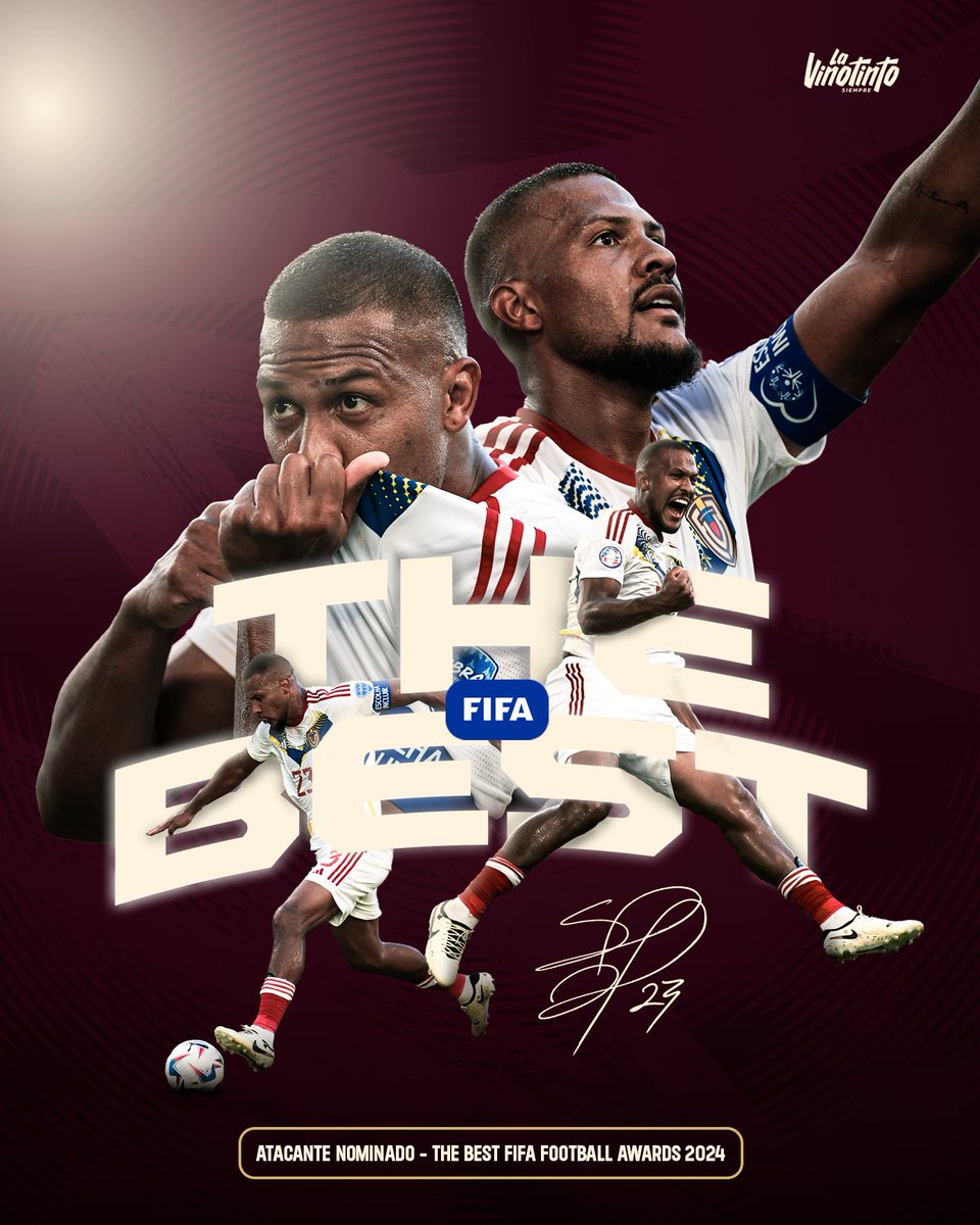 𝐒𝐀𝐋𝐎𝐌𝐎́𝐍 𝐍𝐎𝐌𝐈𝐍𝐀𝐃𝐎 𝐀𝐋 𝐗𝐈 𝐌𝐔𝐍𝐃𝐈𝐀𝐋 𝐃𝐄𝐋 𝐏𝐑𝐄𝐌𝐈𝐎 𝐓𝐇𝐄 𝐁𝐄𝐒𝐓 🦍

<a href="/salorondon23/">Salomón Rondón</a> figura entre los mejores 22 delanteros del Mundo para la <a href="/FIFAcom/">FIFA</a> y competirá por estar en el equipo del año.

¡Un gran año, Gladiador! 👊🏽

#SiempreVinotinto 🇻🇪