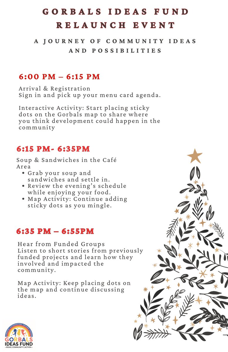 GorbalsIdeas's tweet photo. We are excited for the 5th December 2024 at the St Francis centre. I have attached the menu of events for the night. hoping you can come along and join in a lovely community event where your voice matters.  Any questions, contact Melissa on  0141 429 3900. #CommunityFirst https://t.co/jOZAAdBpOG