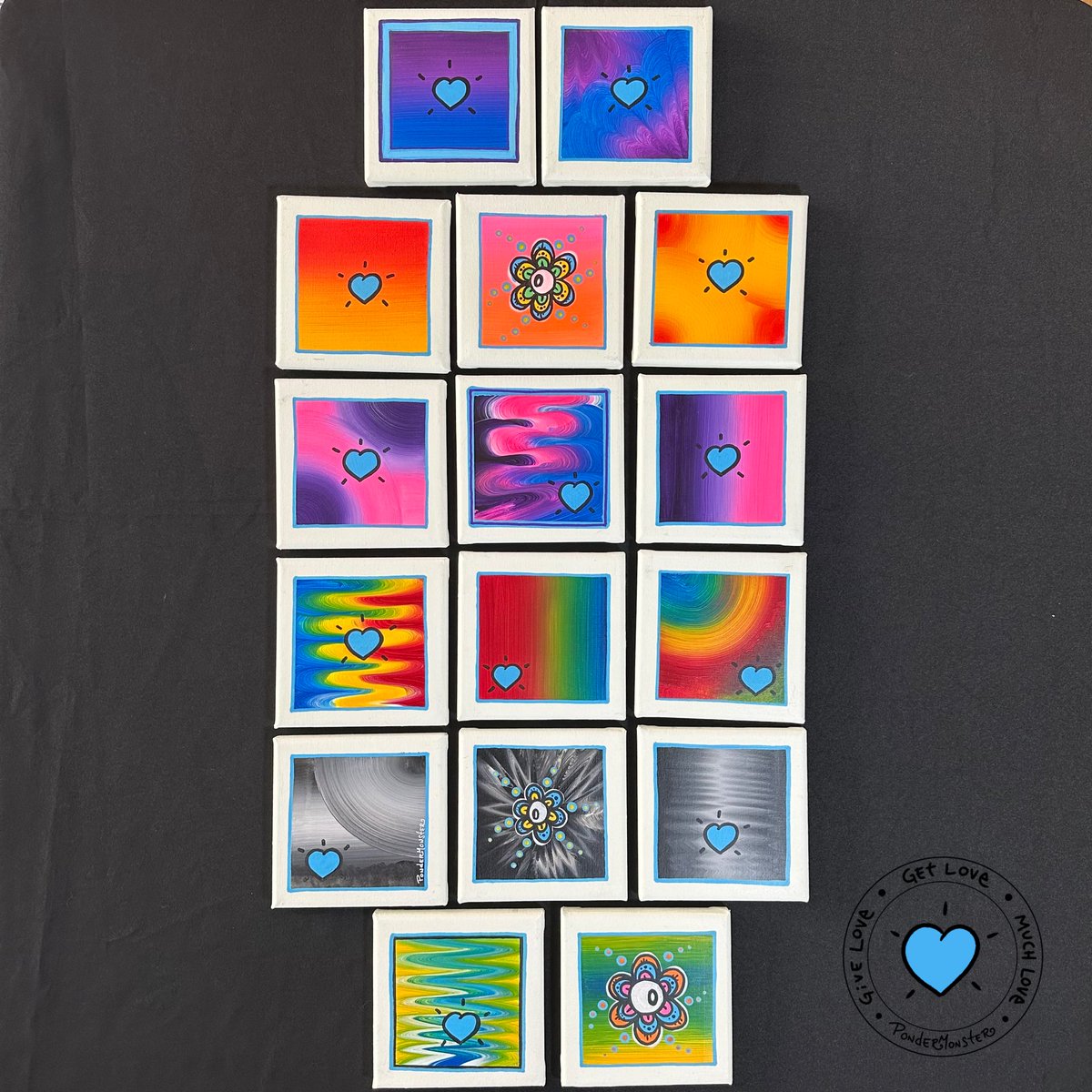 IGPonderMonster's tweet photo. Now available! 

https://t.co/1YnWUM3Y5l

$75 each

Only 16 available. 
($100 after Cyber Monday!)

Each Mystery Pack includes:
- One (1) 5"x5" Acrylic Painting 
- Five (5) Random PonderMonster stickers
- One (1) Certificate of Authenticity

Which one will YOU end up with??? https://t.co/EdRQ2y2JT3