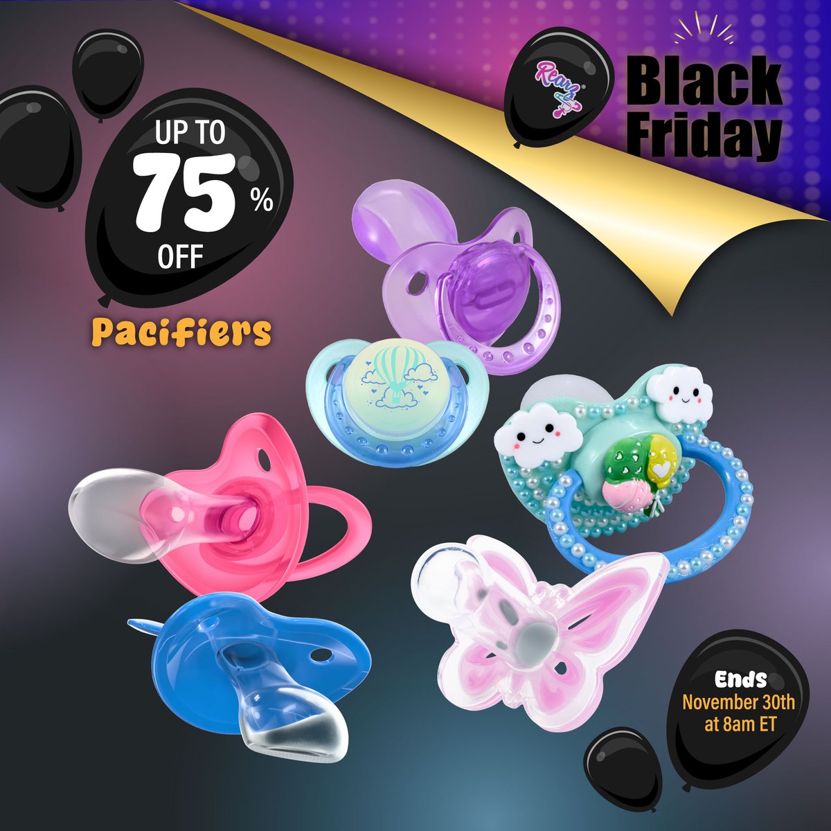 RearzInc's tweet photo. ๐ค Rearz Black Friday is HERE! ๐ค
Find your perfect pacifier and save up to 75% OFF! Donโt miss out on these huge savings!
https://t.co/uT0YbL8X5y
#adultpacifiers #abdlpacifiers #adultsoothers #abdl #abdlcommunity #fixxpacifiers #pacifieraddict https://t.co/zkAT3UQLvX