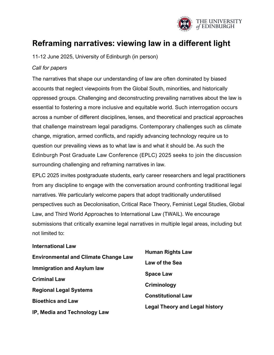 Edinburgh Postgraduate Law Conference tweet media