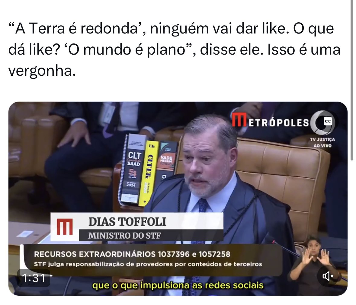 A terra é redonda. Esse é o Tweet.