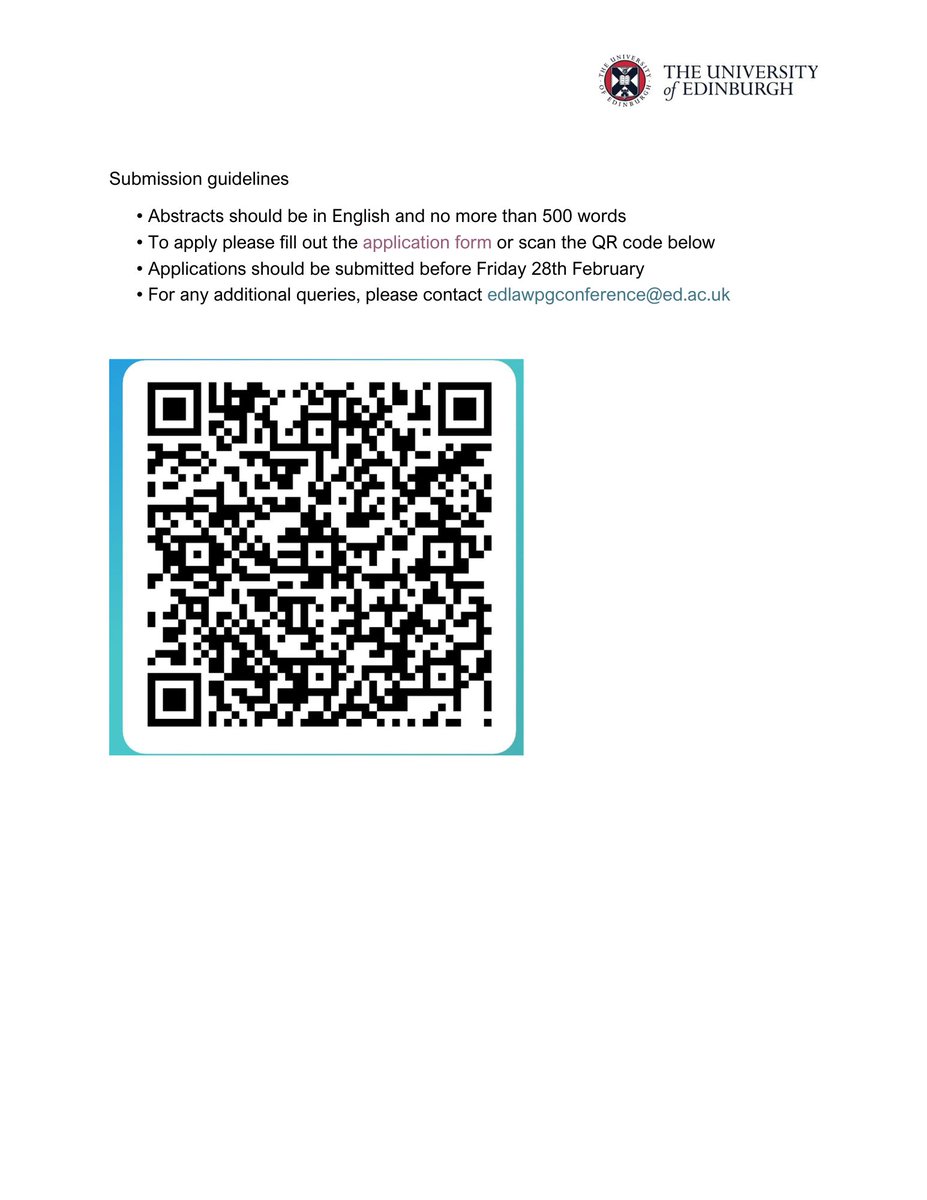 📢 It is that time of year!
We are excited to announce the Call for Papers for the Edinburgh Postgraduate Law Conference 2025!

 📌Theme: ‘Reframing Narratives: Viewing Law in a Different Light’
 📅11-12 June 25
📍 Edinburgh Law School
 📝Submission Deadline: 28 Feb 25
#EPLC2025