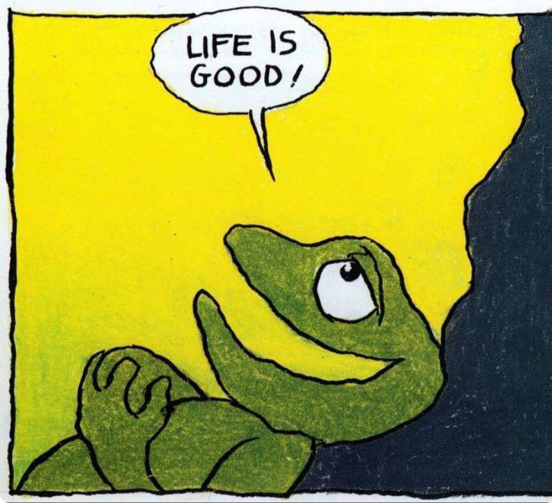 Pochithewhale's tweet photo. @AltCryptoGems Study Robert Crumb 1960’s art and how it influenced Matt Furie’s 2005 $Pepe

$Oggie «Life Is Good» - 1960
$Pepe «Feels good man» - 2005 https://t.co/KLSjnQ2kEc