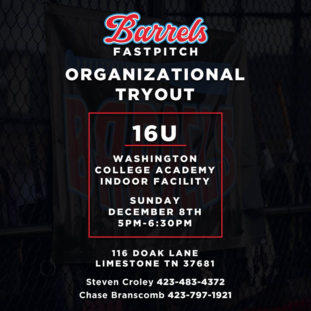 🔥🔥🥎 After a great fall we are expanding 🚀 

If you are looking for an opportunity to join a very talented Barrels 16u Showcase team look no further. We are looking for a few kids looking to compete at the highest level in the Southeast!! 

The hardest part is showing up!