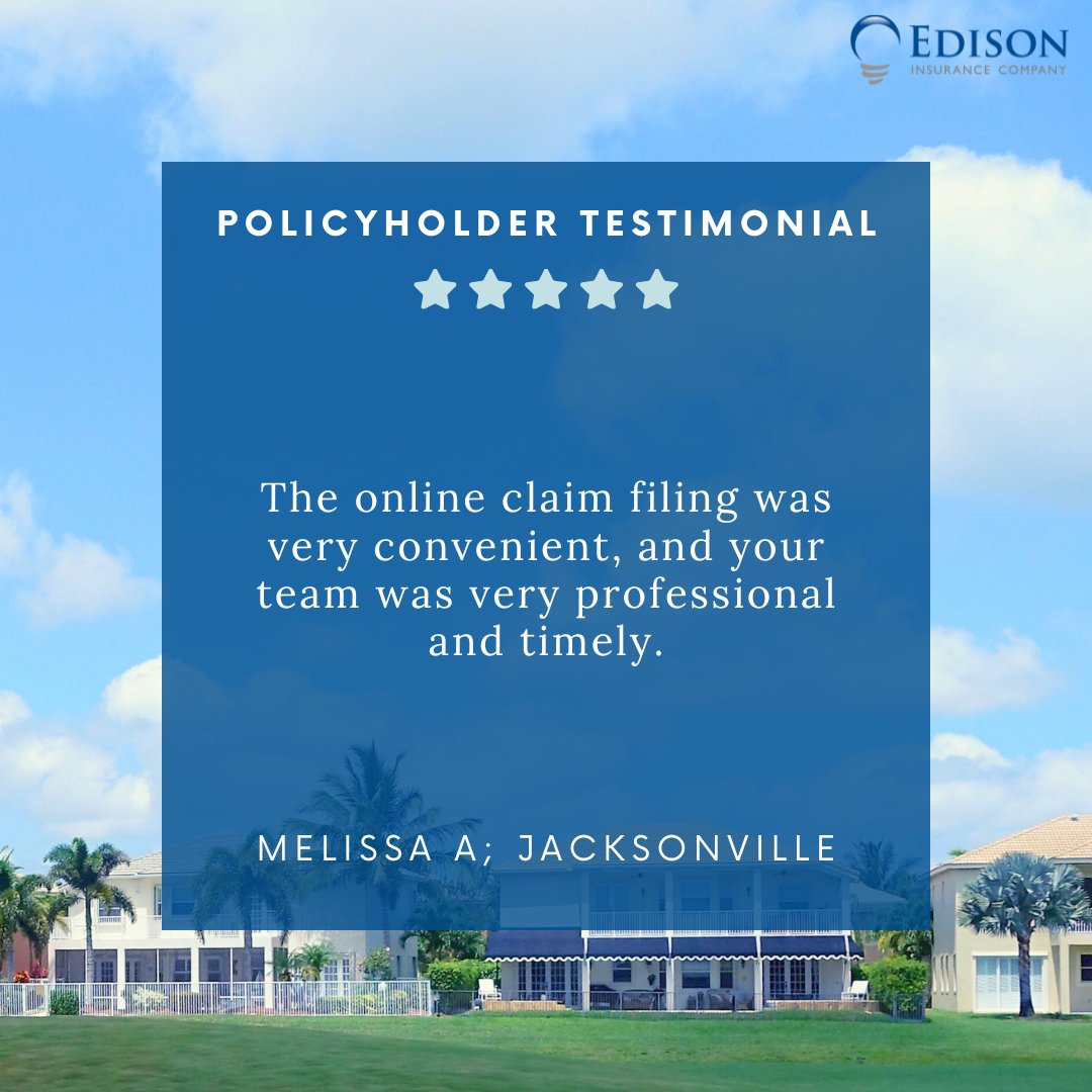 EdisonIns's tweet image. A big shout-out to Michaeleen for the kind words! We’re here to make the claims process as smooth as possible in your time of need. Read more homeowner reviews: edisoninsurance.com/reviews?utm_so…

#ClientSatisfaction #FloridaPeninsula #HomeInsurance