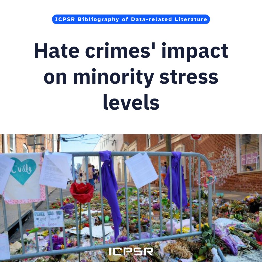 ICPSR's tweet image. Learn how hate crimes affect minority stress levels in the study &quot;Hate Crimes&apos; Impact on Minority Stress Levels&quot; from the ICPSR Bibliography of Data-Related Literature at myumi.ch/DE7vB

#DataLiterature #SocialResearch