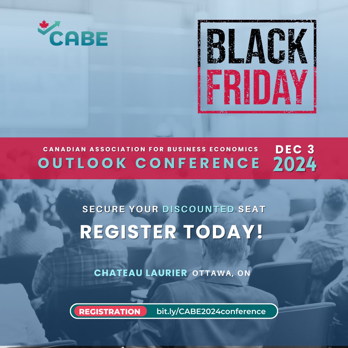 🎉 BLACK FRIDAY is here! Don’t miss your chance to register at a discounted rate for the highly anticipated CABE's Outlook Conference. Get the best deal of the #cdnecon season! 💼📊

#EconomicConference #CanadianEconomy