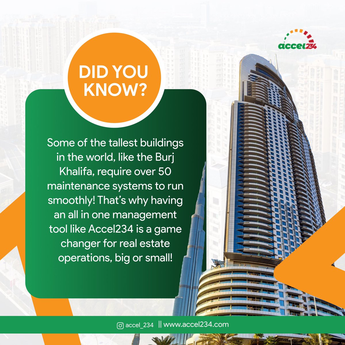 Accel234's tweet photo. Did you know????

Iconic skyscrapers like the Burj Khalifa require over 50 maintenance systems to operate seamlessly. https://t.co/rdHjOdbsWl