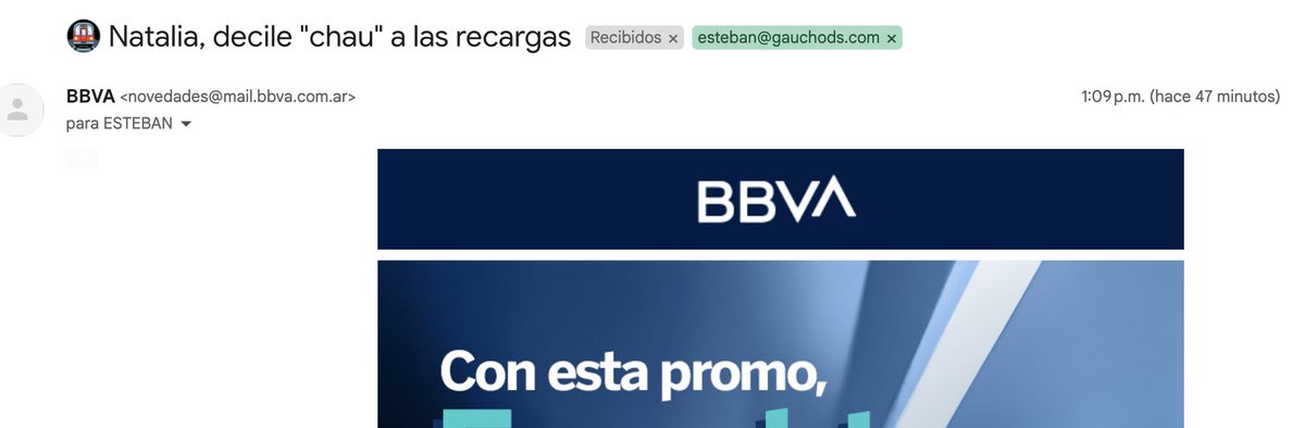 reabri la cuenta en banco francés separado hace 15 años de mi ex, pero <a href="/bbva_argentina/">BBVA en Argentina</a> me manda mails a mi casilla a nombre de ella. tengo amigos con el mismo tema... evidentemente hay que chequear las bases de datos cada tanto