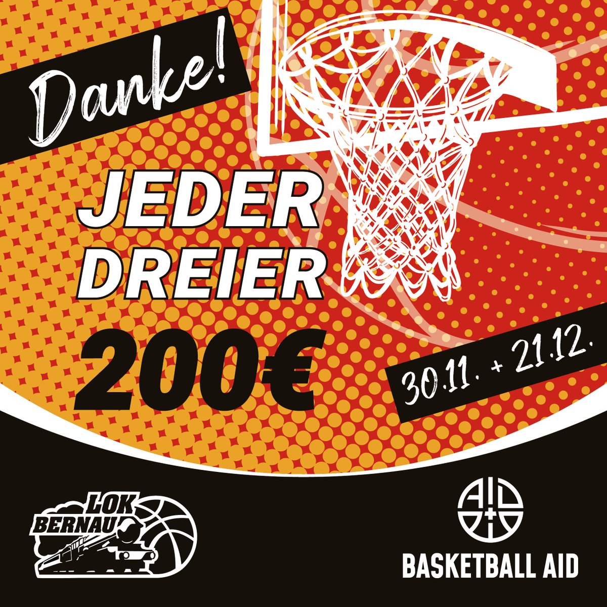 BASKETBALL AID (@basketball_aid) on Twitter photo Jeder Dreier zählt doppelt – Gemeinsam gegen Krebs! 🏀
Jeder erfolgreiche Dreier in den nächsten beiden Heimspielen von <a href="/LokBernau/">LOK Bernau</a> bringt eine Spende von 200 Euro!💸
Die Erlöse gehen an eine Organisation, die krebskranke Kinder und ihre Familien unterstützt. 💪 Jeder Dreier zählt doppelt – Gemeinsam gegen Krebs! 🏀
Jeder erfolgreiche Dreier in den nächsten beiden Heimspielen von <a href="/LokBernau/">LOK Bernau</a> bringt eine Spende von 200 Euro!💸
Die Erlöse gehen an eine Organisation, die krebskranke Kinder und ihre Familien unterstützt. 💪