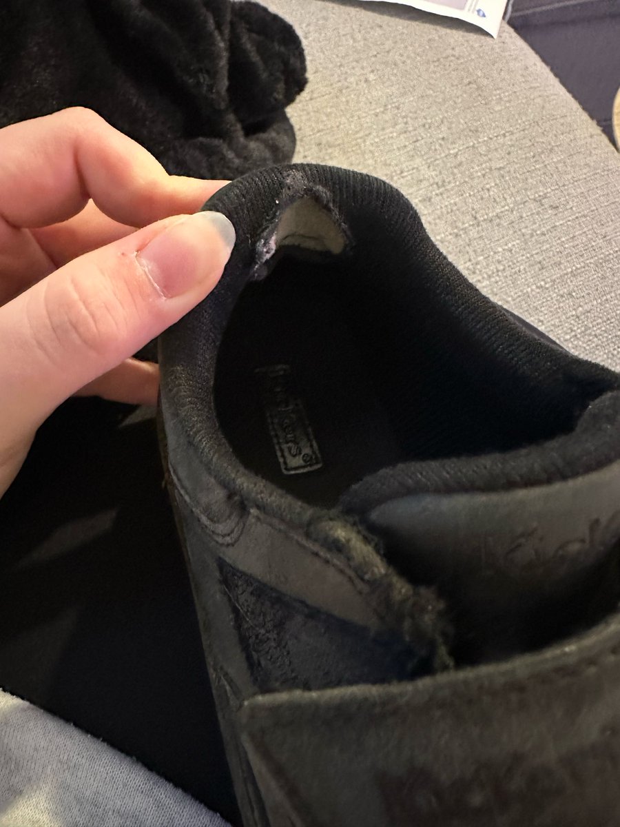 Paganmaster1971's tweet photo. @Kickers_shoes 4 year old grandson. 2 months wear at primary school. New shoes falling apart. The worst aspect was the disintegration of the velcro, with the grandson constantly having to adjust the strap as the shoes wouldn't stay on his feet. Disgusting quality. Unfit product. https://t.co/OahYVAYqJT