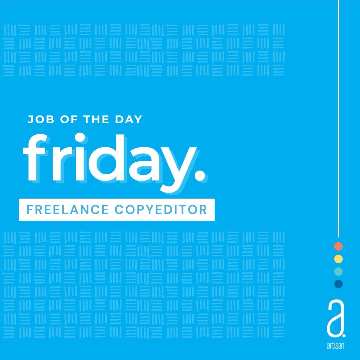 artisanupdates's tweet image. Join Artisan Creative as a Freelance Copyeditor for a leading financial client in Los Angeles. 

If you’re detail-oriented, enjoy collaborating with teams, and thrive under deadlines, this could be the perfect fit!

Apply: zurl.co/XIpN

#copyeditor #artisancreative
