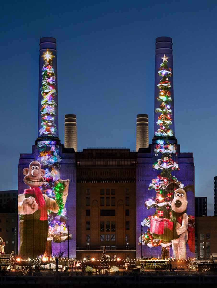 A new Wallace &amp; Gromit short film is being projected on the Battersea Power Station in London for the Christmas season.