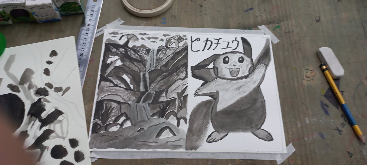 MarcelGamerrZ's tweet photo. Hize a Pika Pika y un Paisaje con tinte china,tenía pensando usar colores,por ahora así me quedo solo usando tinta china negro.
#dibujo #fanart https://t.co/OSzv36V5iK