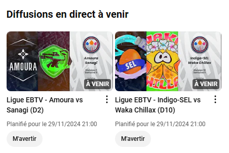 📺 En direct ce soir !
2 matchs de #LigueEBTV 🤩

21h : Amoura vs Sanagi (D2)
21h : Indigo-SEL vs Waka Chillax (D10)

➡️ À suivre ici : youtube.com/@eSportBrosTV/…