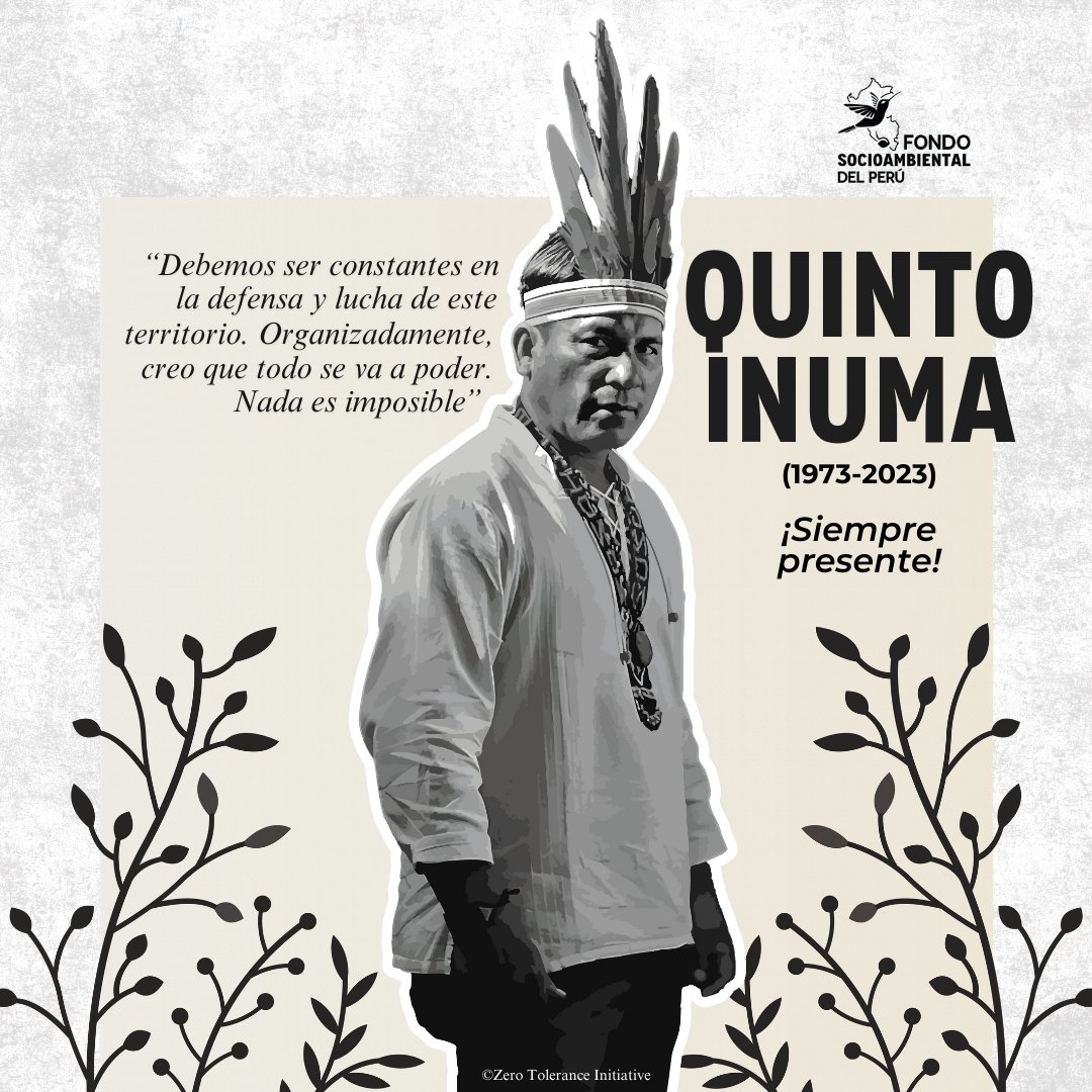 🕊 Hoy conmemoramos la vida y lucha de Quinto Inuma Alvarado, apu de la comunidad Santa Rosillo de Yanayacu, quien defendía el territorio de invasiones, actividades extractivas y el narcotráfico.
#JusticiaParaDefensores
#JusticiaParaQuinto