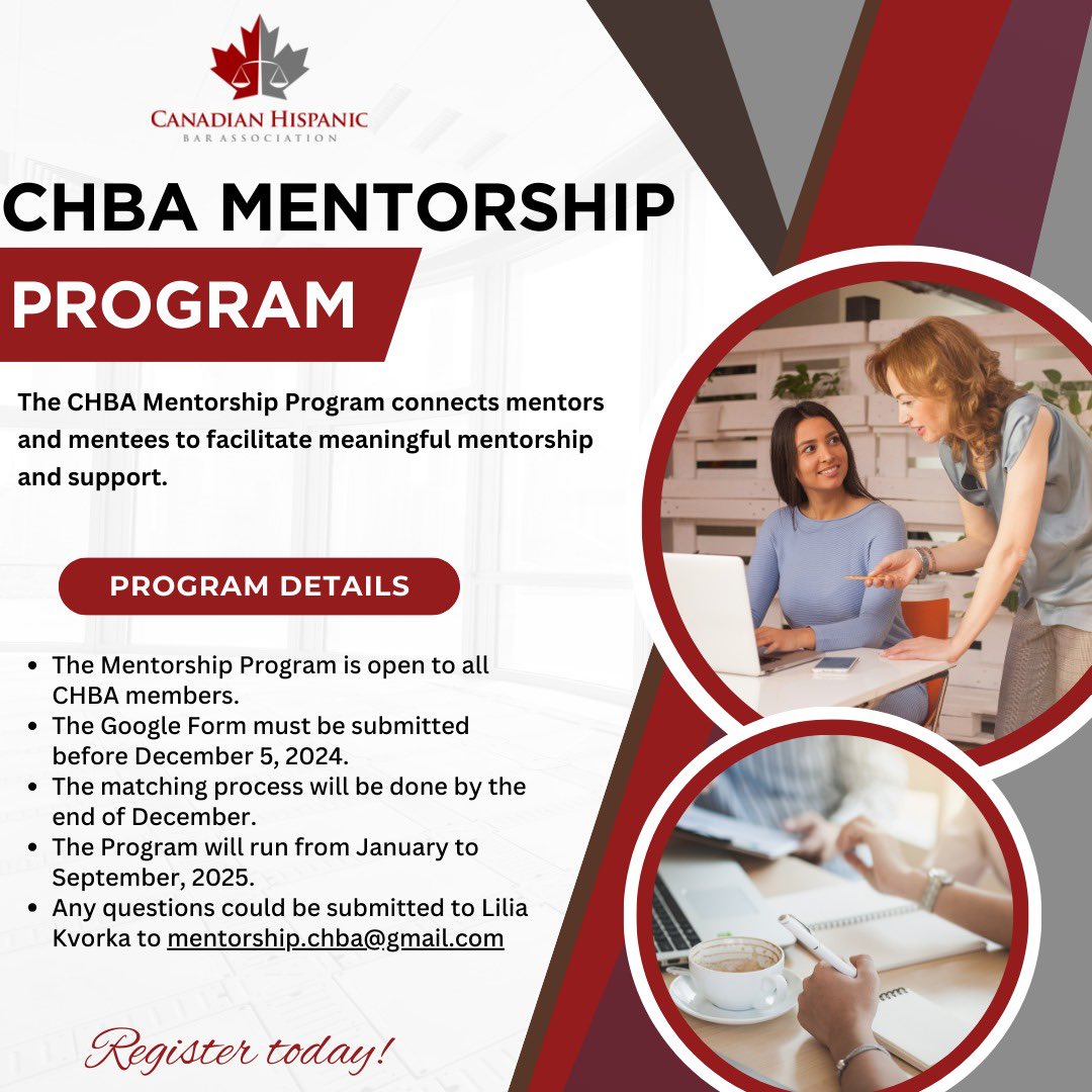 Apply to the CHBA’s Mentorship Program for 2024-25 as a Mentor, Mentee or both!📣

Link to application: tinyurl.com/yvsyf5bu

Deadline to apply: December 5th, 2024