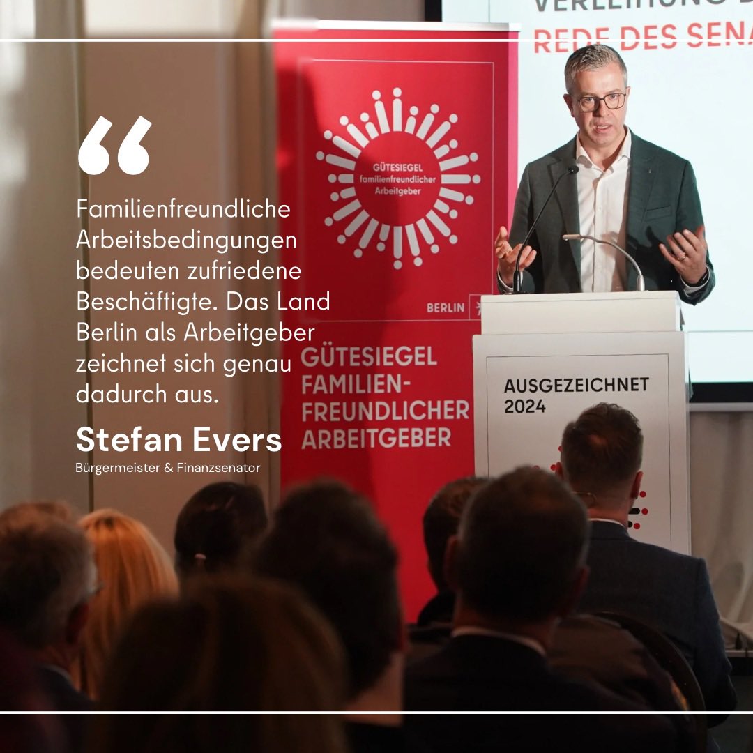 senfin's tweet photo. 👨‍👩‍👧‍👦 Verleihung des Gütesiegels „Familienfreundlicher Arbeitgeber“ 🏅

Heute wurden sieben Berliner Behörden mit dem Gütesiegel „Familienfreundlicher Arbeitgeber“ ausgezeichnet! 🎉 https://t.co/4QeTuLVyfl