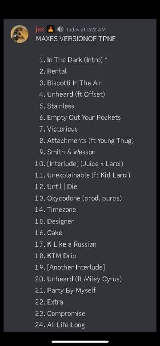 WE NEED MAXLORDS VERSION OF TPNE 
EVERY SINGLE SONG HERE IS AMAZING 
DROP IT <a href="/LilBibby_/">Lil Bibby</a>