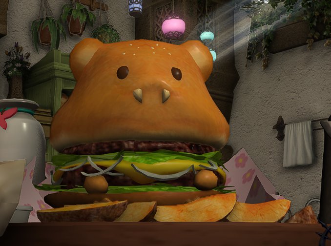 PolyGotCrafts's tweet photo. *FFXIVs your Burger*

Gf saw this in-game and wanted to recreate it so we had to do it. Pretty cute for a first try I'd say!

#ffxiv https://t.co/ihNfWrKzeM