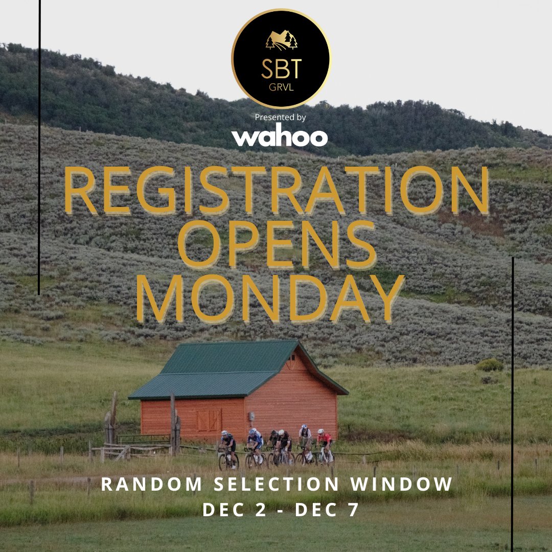 We interrupt your online shopping frenzy to remind you that our SBT GRVL p/b Wahoo registration opens on Monday and closes midnight MT on Saturday, December 7th. Set your calendar alerts. Now, back to binge shopping smart wifi plugs and bluetooth speakers. #sbtgrvl