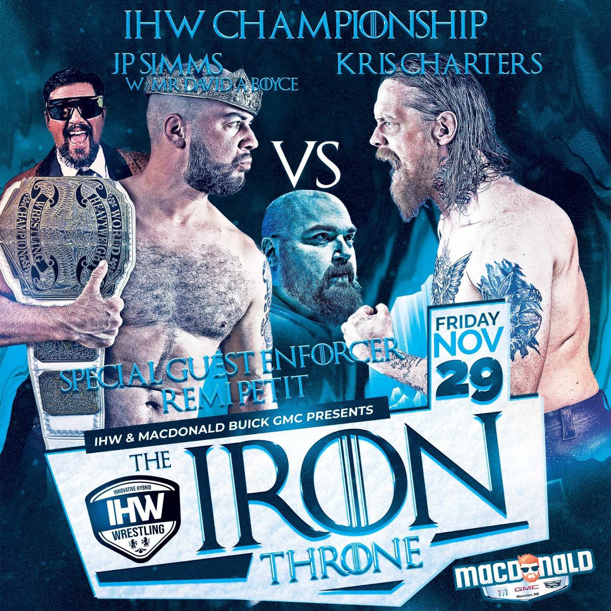 Tonight in Riverview NB!!! Kris Charters vs JP Simms with <a href="/DaveBoyce/">Dave Boyce</a> at ringside!