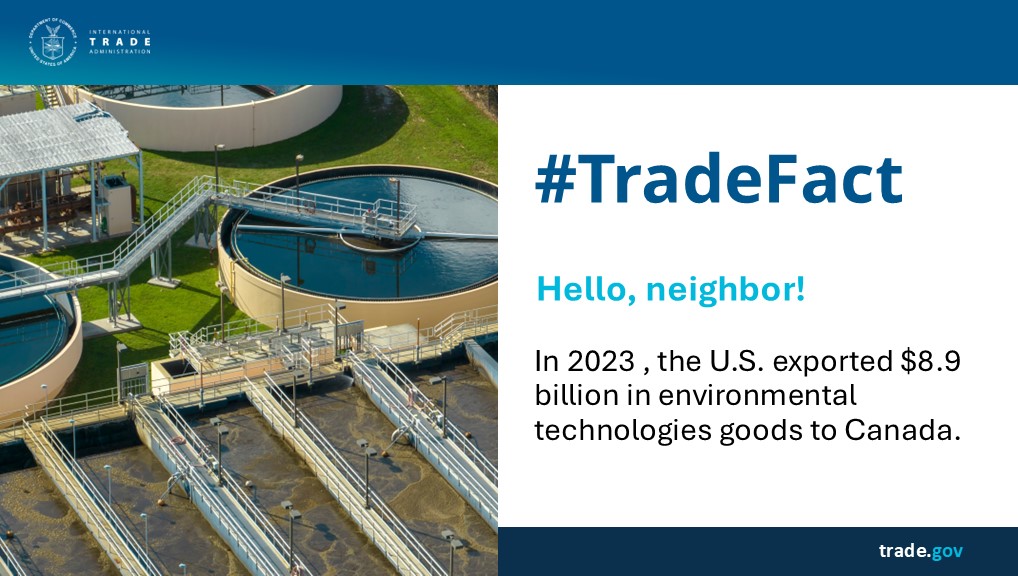 TradeGov's tweet photo. #TradeFact: Hello, neighbor 👋! In 2023, the 🇺🇸 exported $8.9 billion in #EnvironmentalTechnologies goods to 🇨🇦.
Learn more with the Environmental Technologies #Trade Dashboard: https://t.co/QJ49LOSOwH https://t.co/JzHoHXB4z5