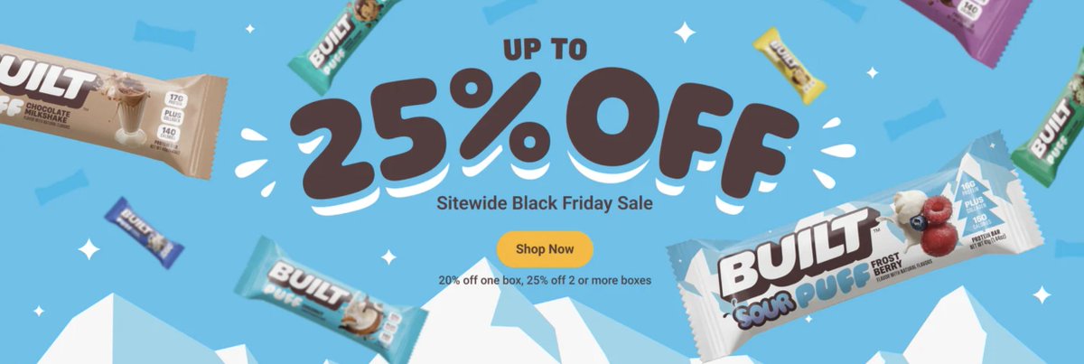 andrewbishup's tweet image. Great @BlackFriday deals at built.com + use promo "BISHOP2020" to save even more on these best tasting protein bars. 

#bebuilt #built #imbuilt #builtbar #builtdifferent