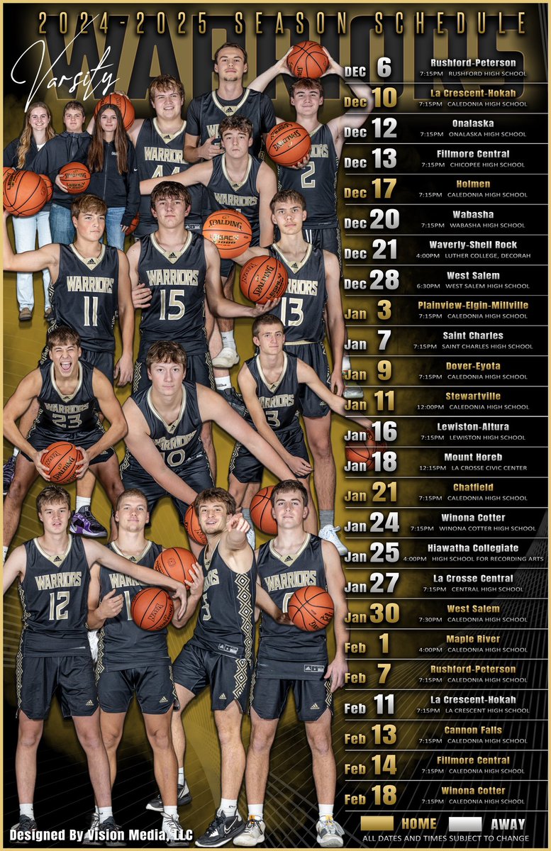 We are just one week away from the first tip off of the season!!! 
All Games and Times are subject to change!