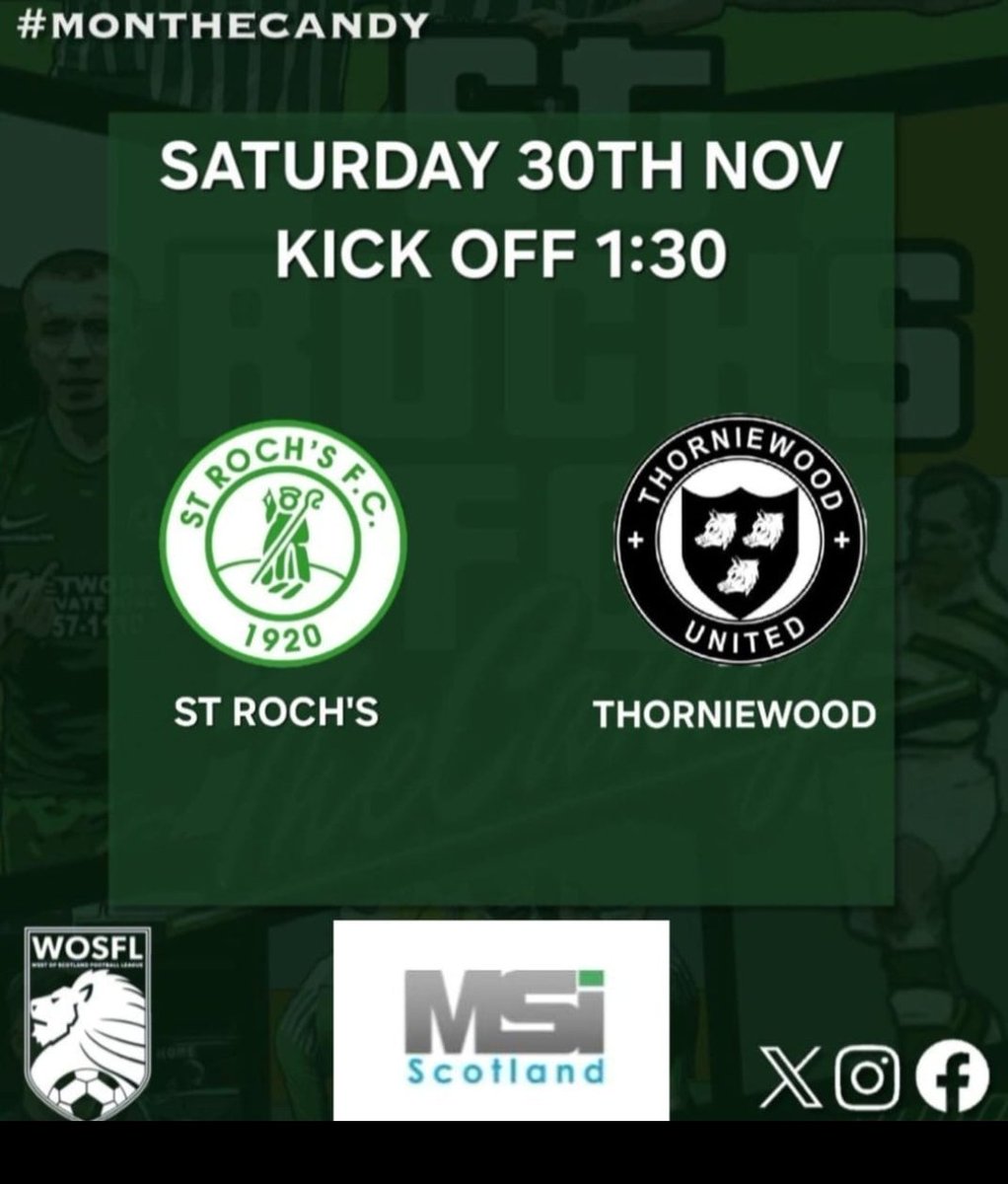 St Roch's FC (@strochsjuniors) on Twitter photo This Saturday we welcome <a href="/Thorniewood/">Thorniewood United FC</a> to JMP with kick off at 1.30pm.
Match sponsor is MSI Scotland.
It is also is our annual Christmas Toy Appeal day.
Any donations of unopened toys or cash will be gratefully accepted and distributed to local schools in time for Christmas🎅🍭 This Saturday we welcome <a href="/Thorniewood/">Thorniewood United FC</a> to JMP with kick off at 1.30pm.
Match sponsor is MSI Scotland.
It is also is our annual Christmas Toy Appeal day.
Any donations of unopened toys or cash will be gratefully accepted and distributed to local schools in time for Christmas🎅🍭