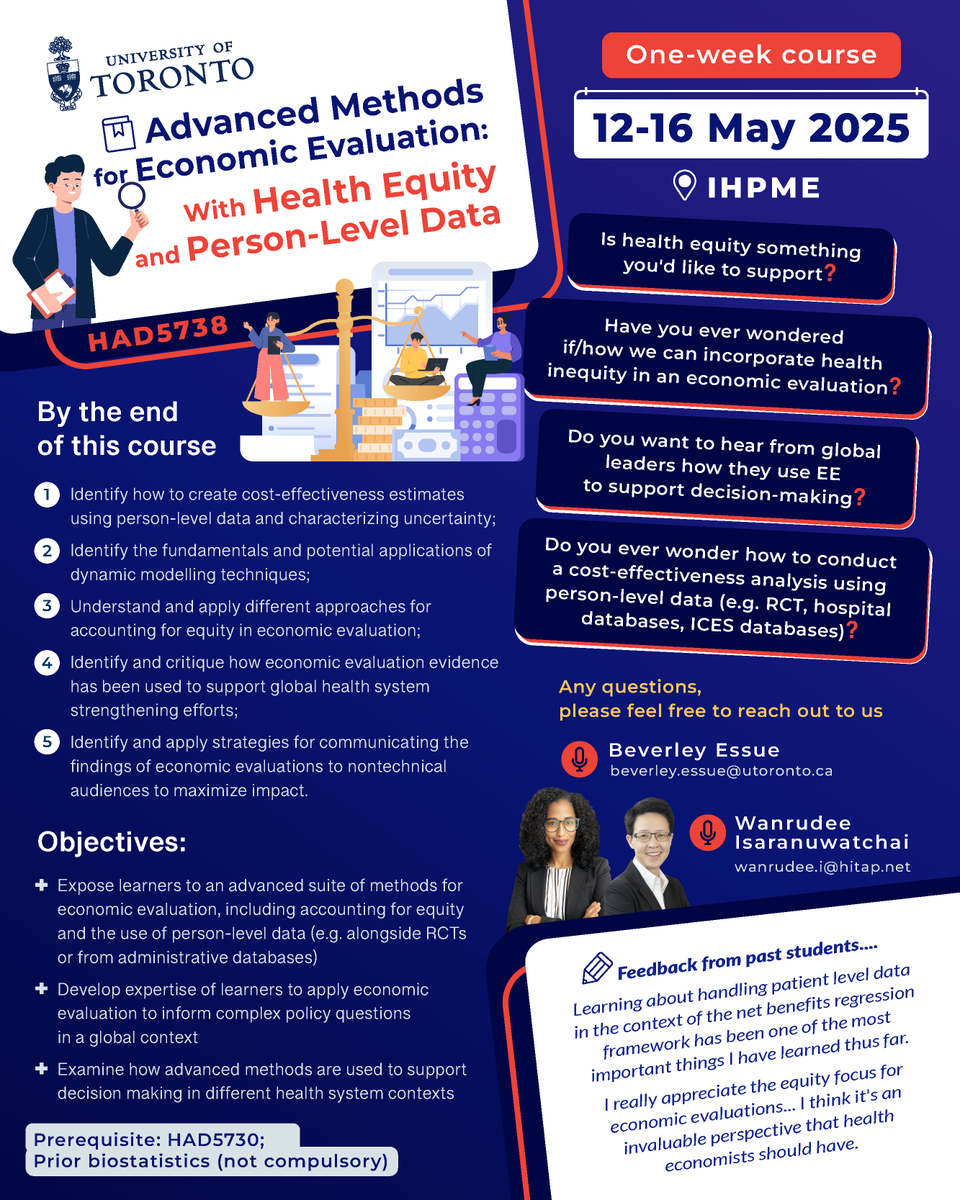 Knowledge Translation Program (@kt_program) on Twitter photo Please RT! 
Are you interested in economic evaluation? 
Check out this 1-week course from KTP Affiliate Scientist Dr Wanrudee Isaranuwatchai and Dr Beverley Essue through the University of Toronto <a href="/ihpmeuoft/">IHPME</a>! Please RT! 
Are you interested in economic evaluation? 
Check out this 1-week course from KTP Affiliate Scientist Dr Wanrudee Isaranuwatchai and Dr Beverley Essue through the University of Toronto <a href="/ihpmeuoft/">IHPME</a>!