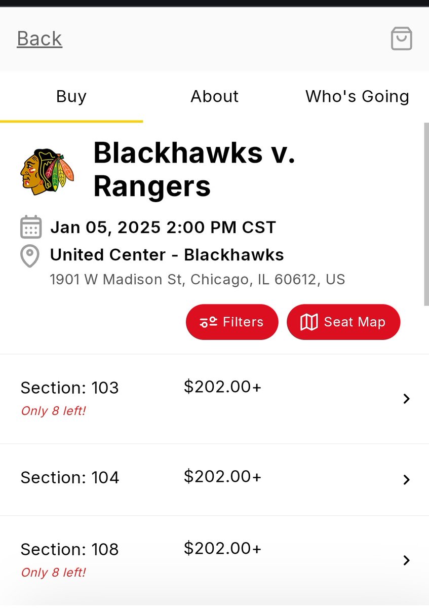 jrekstrom's tweet photo. @admbeaumont For a dollar extra, one could literally get 100 level seats at the united center to see the rangers vs. A different underperforming original 6 team on a weekend night. https://t.co/tcPTQdDWHG