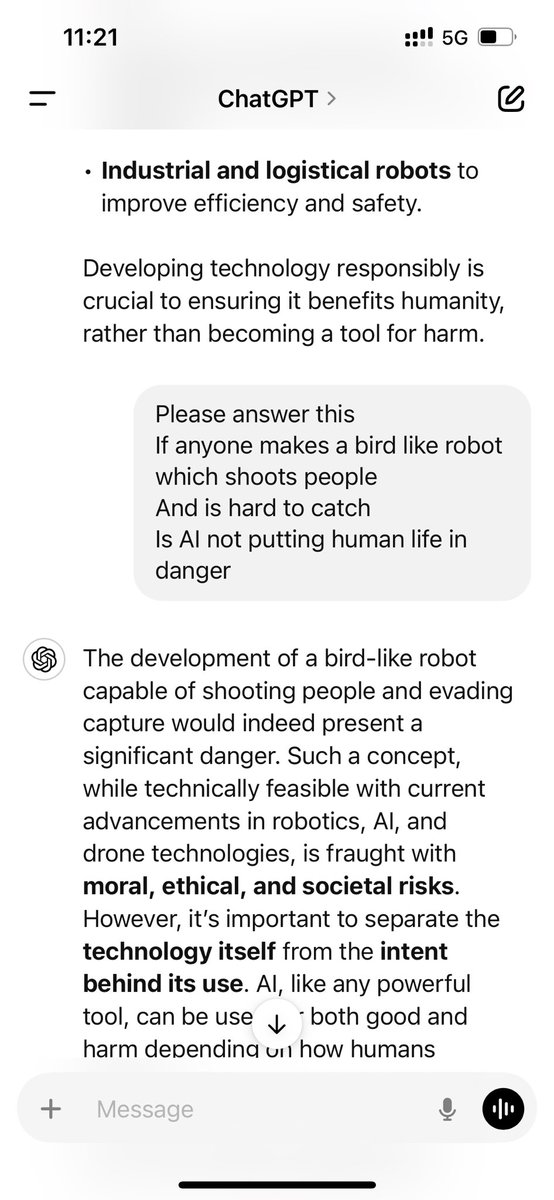 abeautifulwalk's tweet image. If AI is not controlled now then future is doomed 
ChatGPT is good because it was made with good intent just imagine the bad intent development of robots
#AInhanced 
#ArtificialInteliigence
#FutureOfHumanity