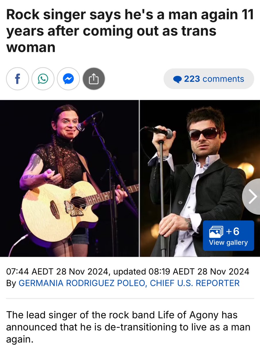 This man was trans for 12 years, now detransitioned because his dysphoria was cured.

But I'm confused, haven't the trans activists been telling us that trans isnt a mental illness and that we need to "listen to trans ppl"? So should we have listened to him when he said he was a