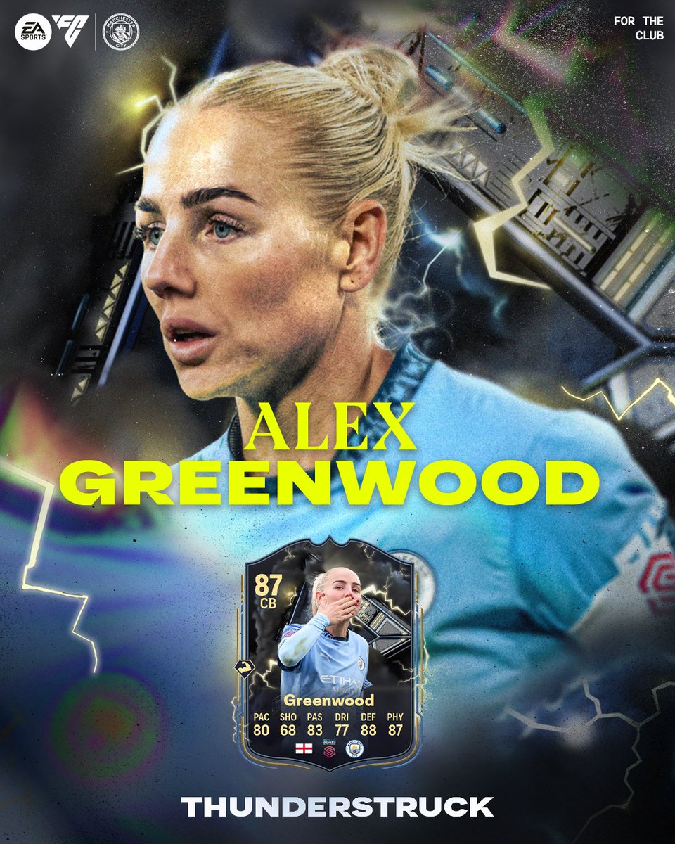 ManCity's tweet photo. Some strong upgrades for the Cityzens in @EASPORTSFC #Thunderstruck ⚡️

Congratulations @PhilFoden, @KevinDeBruyne and @AlexGreenwood 👏

#FC25 | @mancityesports https://t.co/MKKkKZggia