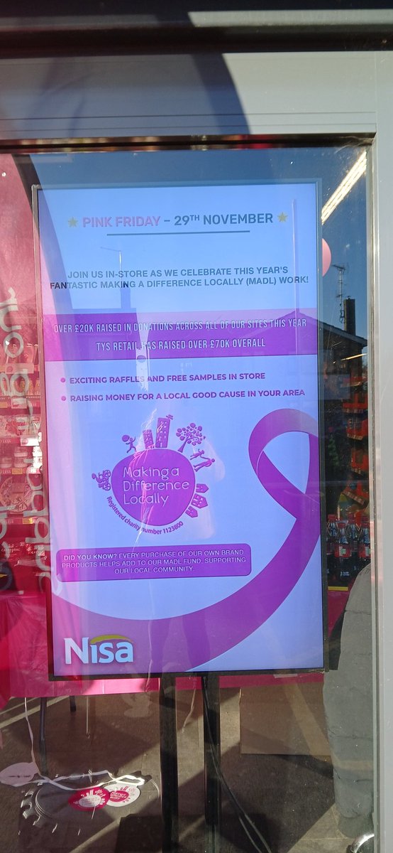 MADLcharity's tweet image. We've loved our first #PinkFriday! Meeting causes supported by TYS at Nisa Local - Stamford Northfields, St Neots and Orton! 

#Celebratingcommunity