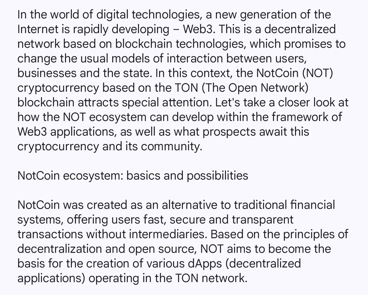 NotcoinFuture's tweet image. Notcoin (NOT) rules the world: the future of Web3 and the prospects of cryptocurrency
@thenotcoin