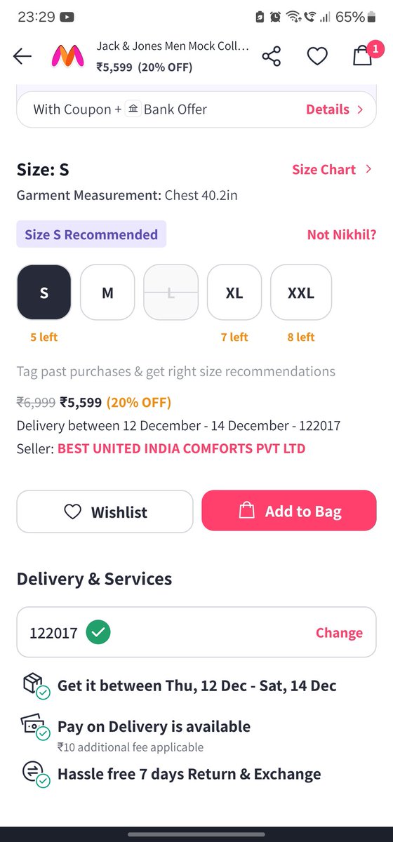 nikhil_joon's tweet photo. @MyntraSupport hi just to confirm would it really take this much long to deliver at my address i tried different pincode to my other place but still showing 12 dec or 14 dec kindly cross check https://t.co/prZIvBw80G