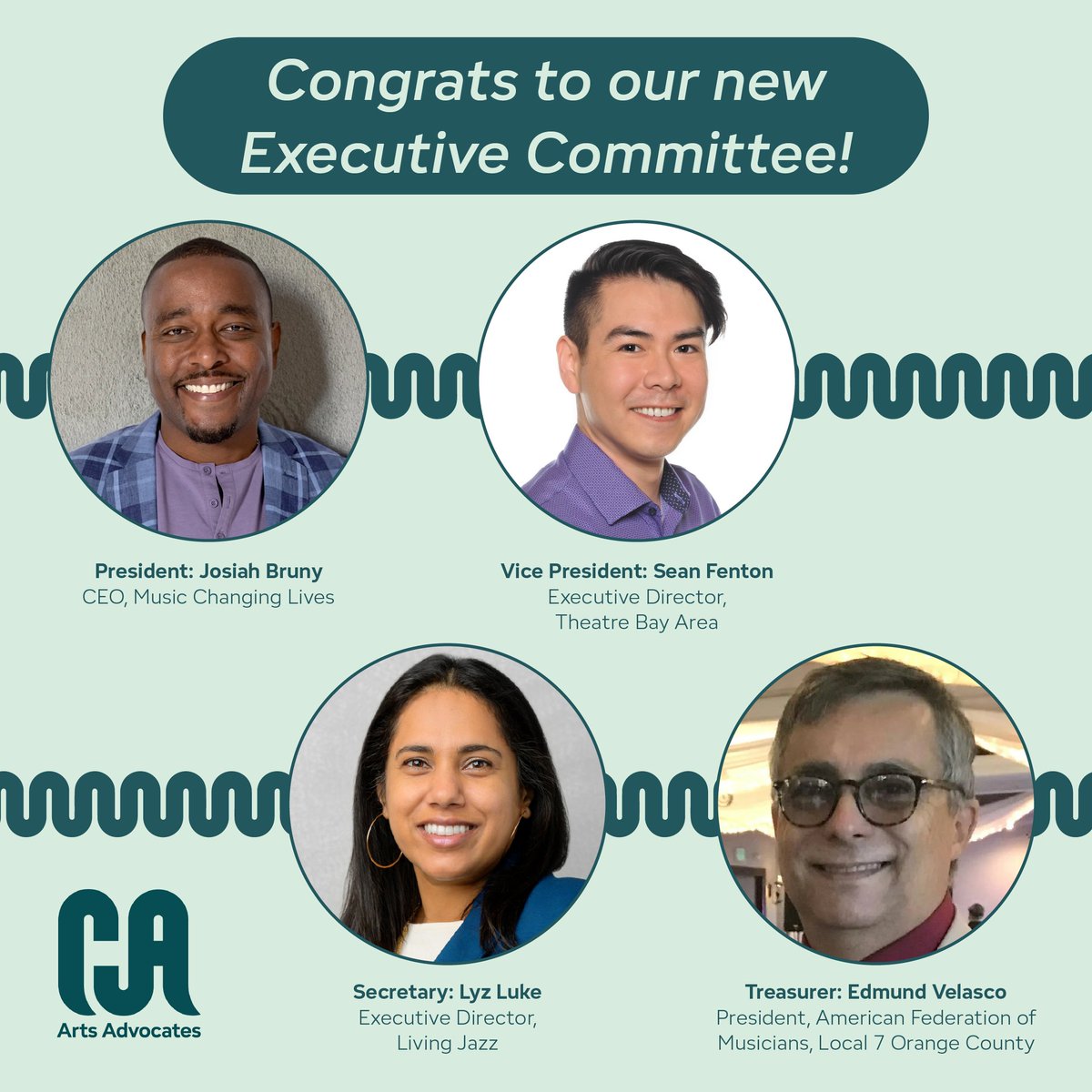 Introducing our CA Arts Advocates new Executive Committee board appointments! These dedicated individuals have been chosen to pave the way for our organization and shape its future. We are so grateful for their commitment to our mission, vision, and values!