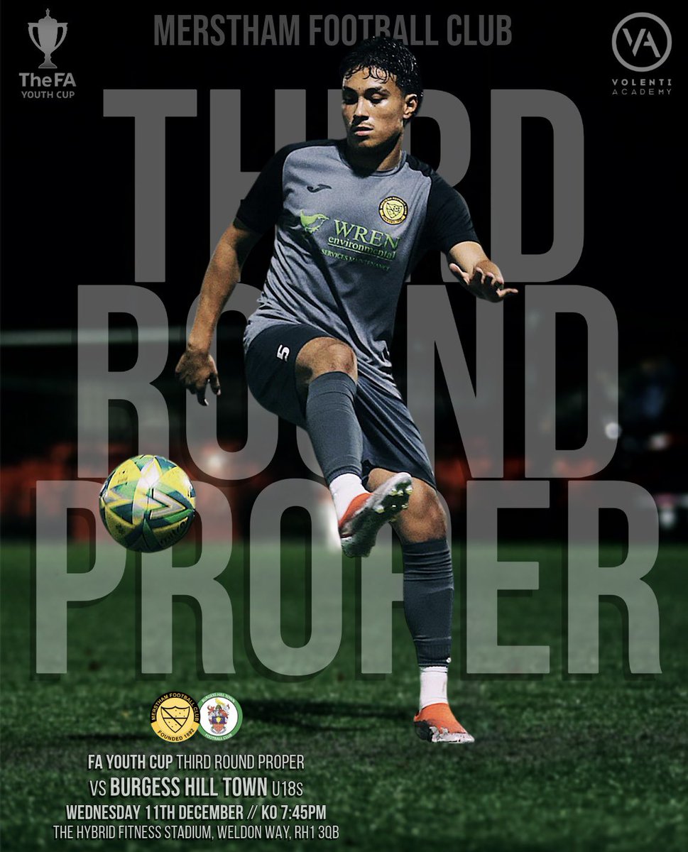 𝗛𝗜𝗦𝗧𝗢𝗥𝗬 𝗠𝗔𝗞𝗘𝗥𝗦.
- 7 Wins.
- 40 Goals.
- Only 1 Conceded.
- Last 64.
- The final team remaining from the Extra-Preliminary Round.

Our U18s continue their FA Youth Cup journey at home on Wednesday 11th December in the Third Round Proper 🆚 <a href="/Official_BHTFC/">Burgess Hill Town FC</a>.

#COYM 🧡🖤