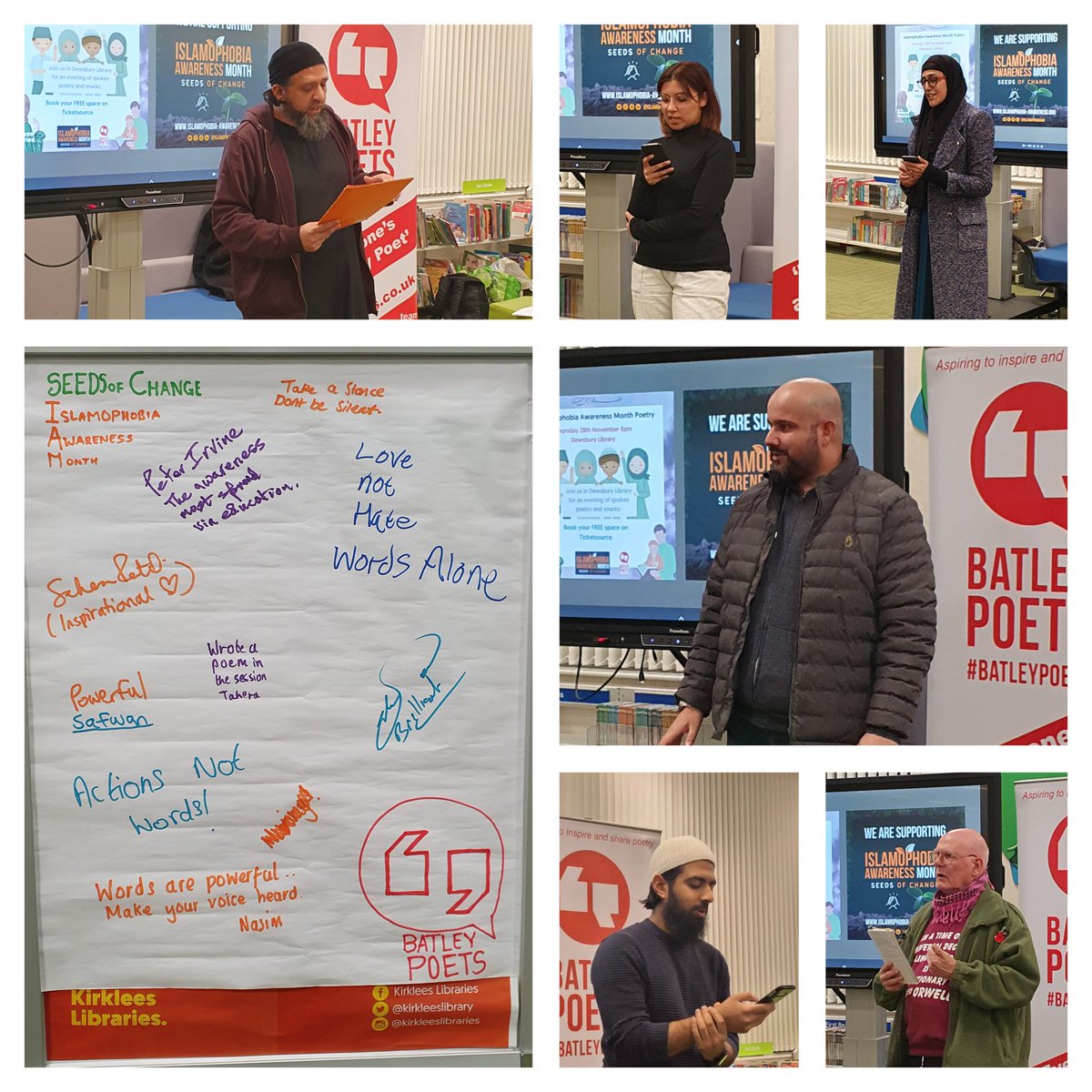 We had a great Islamophobia Awareness Month Poetry Open Mic in Dewsbury Library. Big thank you to everyone who shared their poetry and those who came to listen.

#PoetryOfChange